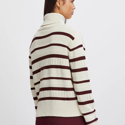 UNICORN Women's sweater striped cream white brown xs s m l xl xxl