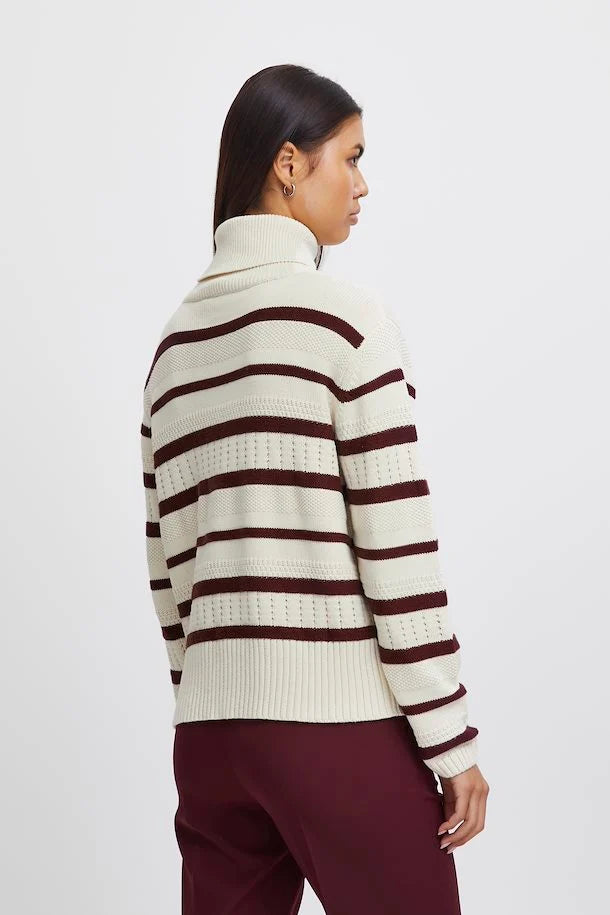 UNICORN Women's sweater striped cream white brown xs s m l xl xxl