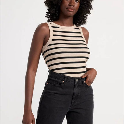 UNICORN Women's sleeveless striped shirt beige black xs s m l
