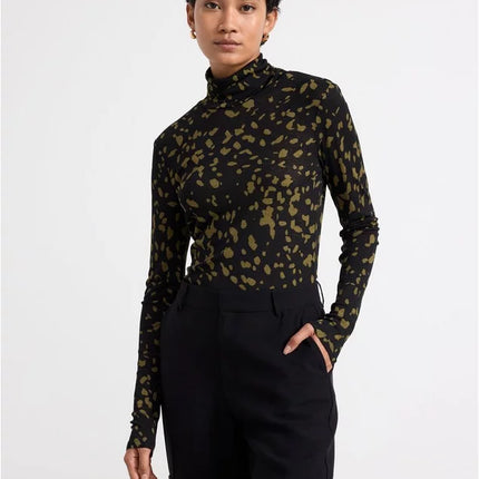 UNICORN Women's long-sleeved shirt with turtleneck neck black brown pink xs s m l xl