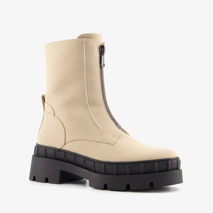 UNICORN Women's high boots with rubber sole leather beige black 37 to 42