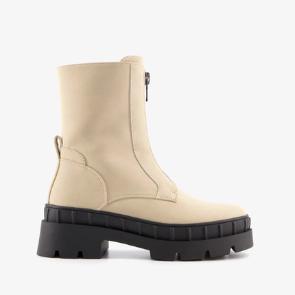 UNICORN Women's high boots with rubber sole leather beige black 37 to 42