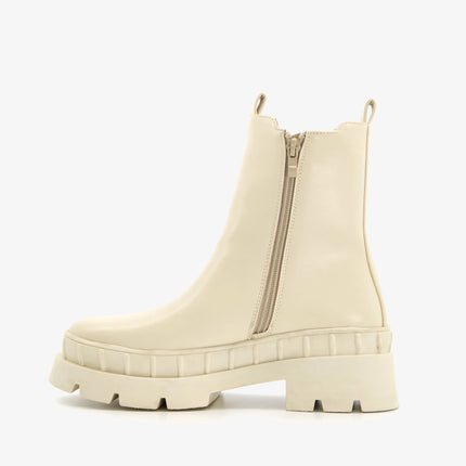 UNICORN Women's high boots with sturdy sole leather beige black 37 to 42