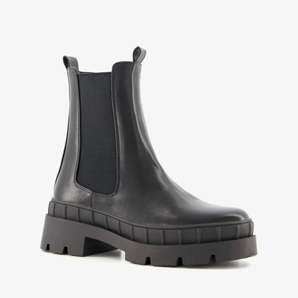 UNICORN Women's high boots with sturdy sole leather beige black 37 to 42