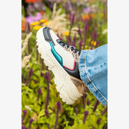 UNICORN Women's high-top sneakers lace-up shoes beige tiger print 36 to 41