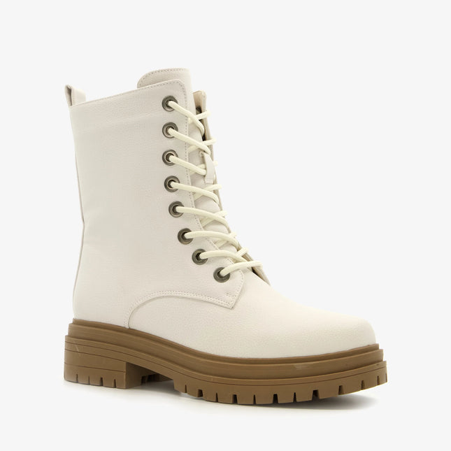 UNICORN Women's high boots with sturdy sole leather beige white 37 to 42
