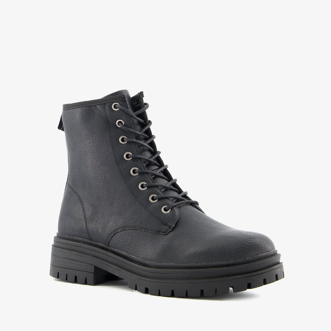 UNICORN Women's high boots lace-up shoes with sturdy leather sole in black 36 to 42