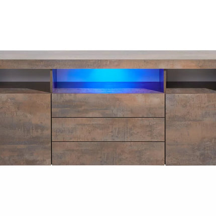 UNICORN Sideboard wall unit modern brown black white gray with mood lighting Width 166 cm Depth 35 cm Height 72 cm