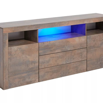 UNICORN Sideboard wall unit modern brown black white gray with mood lighting Width 166 cm Depth 35 cm Height 72 cm