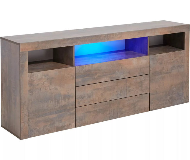 UNICORN Sideboard wall unit modern brown black white gray with mood lighting Width 166 cm Depth 35 cm Height 72 cm