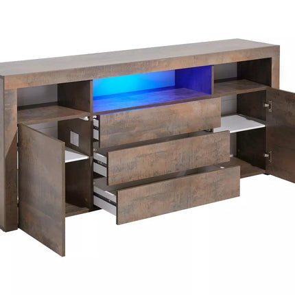 UNICORN Sideboard wall unit modern brown black white gray with mood lighting Width 166 cm Depth 35 cm Height 72 cm
