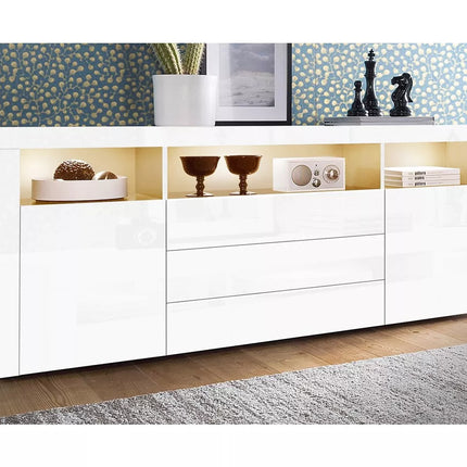 UNICORN Sideboard wall unit modern brown black white gray with mood lighting Width 166 cm Depth 35 cm Height 72 cm