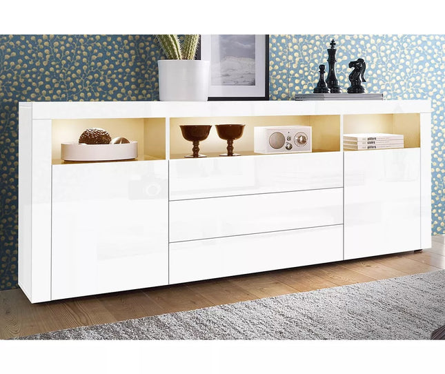 UNICORN Sideboard wall unit modern brown black white gray with mood lighting Width 166 cm Depth 35 cm Height 72 cm