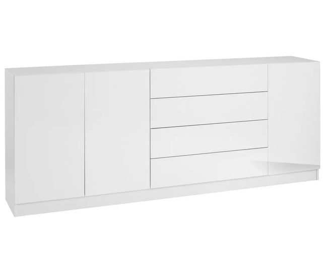 UNICORN Sideboard wall unit modern high-gloss white black Width 190 cm Depth 35 cm Height 79 cm