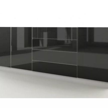 UNICORN Sideboard wall unit modern high-gloss white black Width 190 cm Depth 35 cm Height 79 cm