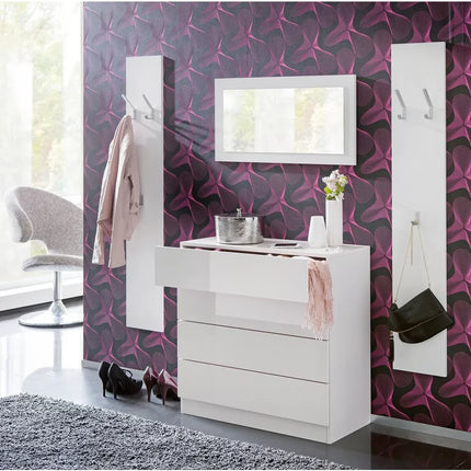 UNICORN Chest of Drawers Dresser modern white black Width 76 cm Depth 35 cm Height 79 cm