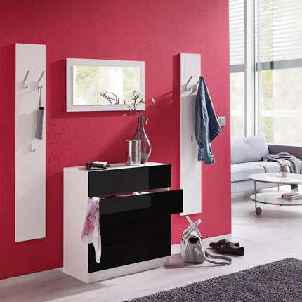 UNICORN Chest of Drawers Dresser modern white black Width 76 cm Depth 35 cm Height 79 cm