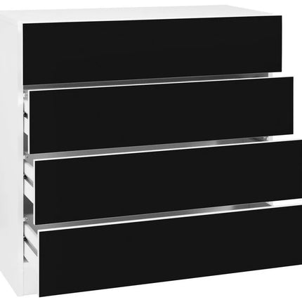 UNICORN Chest of Drawers Dresser modern white black Width 76 cm Depth 35 cm Height 79 cm