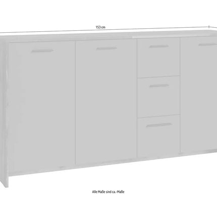 UNICORN Sideboard wall unit modern high-gloss white Width 138 cm Depth 40 cm Height 84 cm