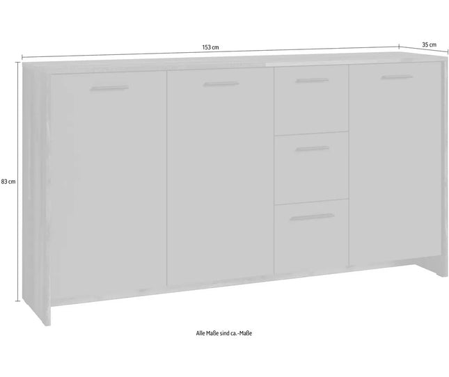 UNICORN Sideboard wall unit modern high-gloss white Width 138 cm Depth 40 cm Height 84 cm