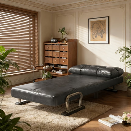 UNICORN 1 Seater Sofa Bed Removable Faux Leather Cushion Sepia Green Gray Black White