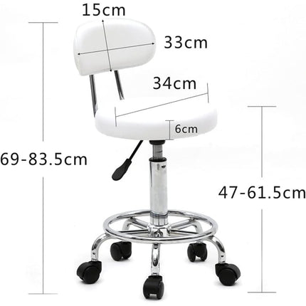 UNICORN Office Stool Rolling, 360° Swivel, Height Adjustable, PVC Material Black White