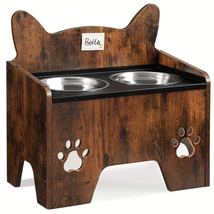 UNICORN Raised Dog Bowls, Elevated Dog Bowl Vintage Brown/Grey