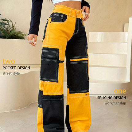 UNICORN Women Elegant Casual Colorful Street-Style Patchwork Jeans s m l xl xxl
