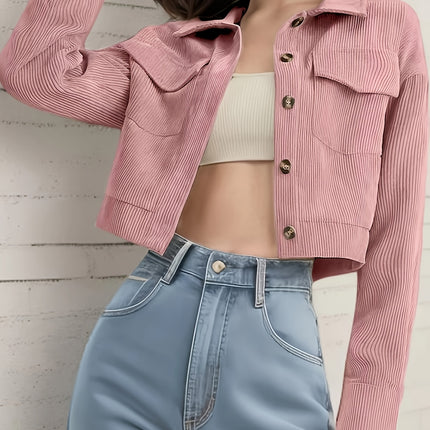 UNICORN Women'S Light Green Corduroy Jacket with Flap Pockets s m l xl