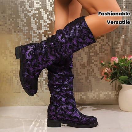 UNICORN Ladies Colorful Butterfly Series Features Stylish And Versatile High-Heeled Boots