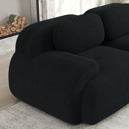 UNICORN 4-Seater Corner Sofa with Reclining Seats & Wide Armrests Black