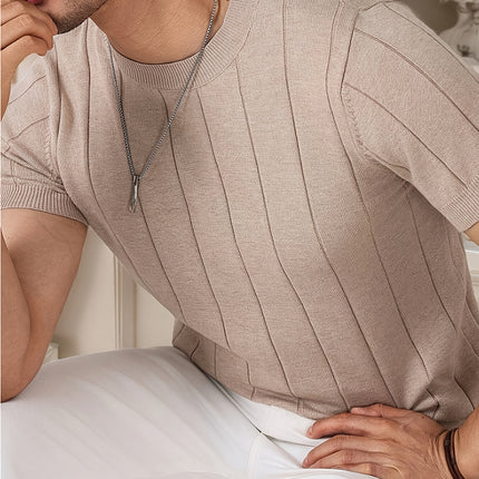UNICORN Men Slim Fit Striped Textured Knit Crew Neck T-Shirt s m l xl