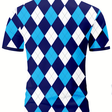 UNICORN Color Blocking Plaid Golf Shirt for Summer Breathable, Collar s m l xl xxl