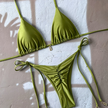 UNICORN Solid Color Halter Neck Sexy Bikini Set, Perfect for Summer Beach s m