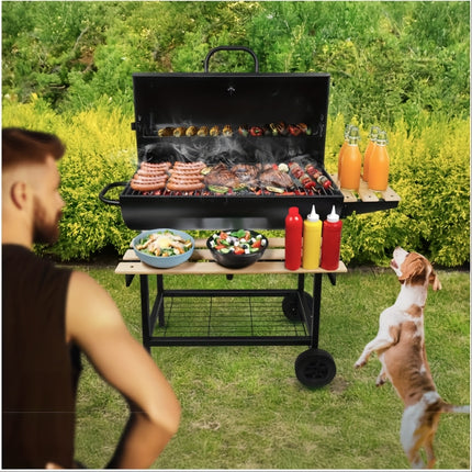 UNICORN BBQ-Toro Charcoal Grill Cart with Lid 70 X 38.5cm Black