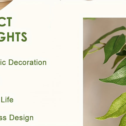 UNICORN Artificial Ficus Tree, Curved Tree Trunk, 180cm Large Artificial Plant with White Pot