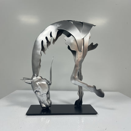 UNICORN Handcrafted Metal Horse Statue, Unique Decorative Piece for Desk Gold Silver