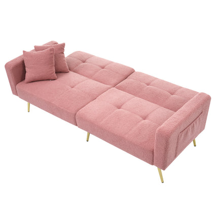 UNICORN Modern minimalist sofa bed size: 175*64*72 cm angle adjustable gold bed legs sofa with cushions side storage pockets