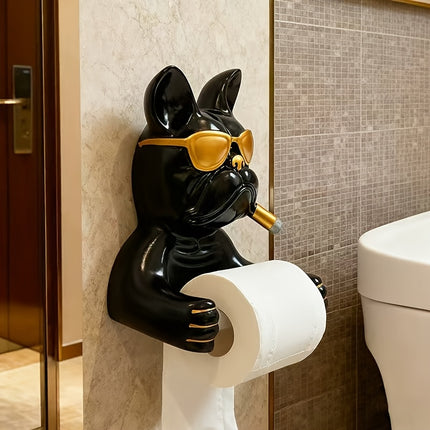 UNICORN 1pc French Bulldog Wall-Mounted Tissue Holder Black