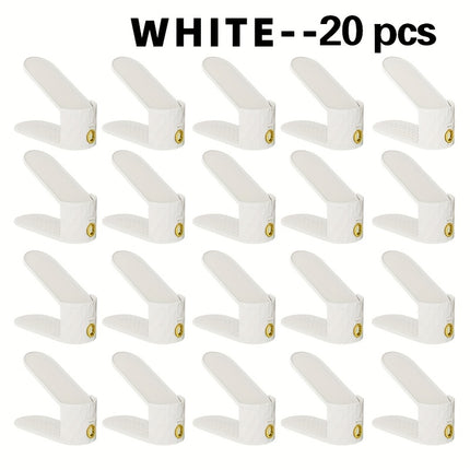 UNICORN 20pcs Adjustable Plastic Shoe Racks, Space-Saving White Black
