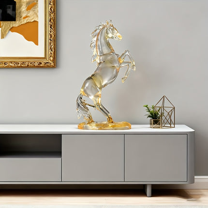 UNICORN Golden Horse Figurine Elegant Resin Horse Decor with Expressive Eyes