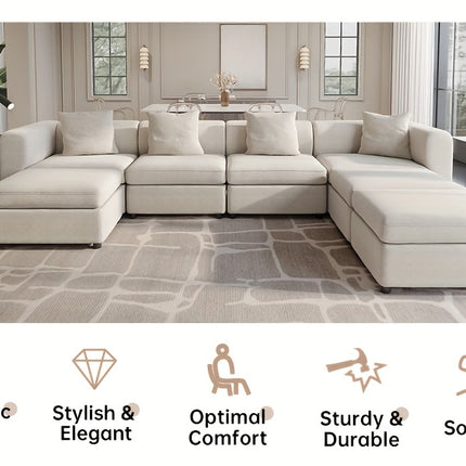 UNICORN Modern Modular Sectional Sofa Living Room Furniture Beige