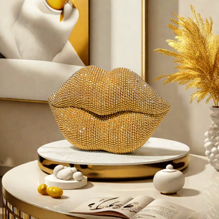 UNICORN Sexy Lips Bead Sculpture Decoration Piece gold