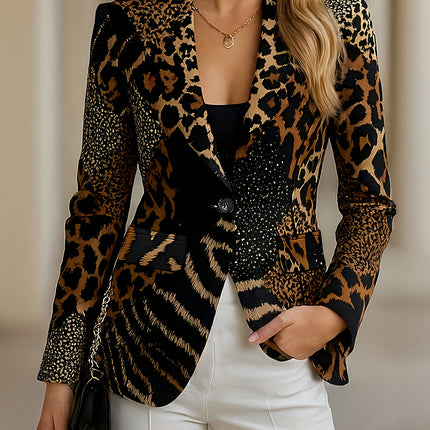 UNICORN New Fashionable Elegant Multicolor Graffiti Leopard Print Blazer s m l xl xxl