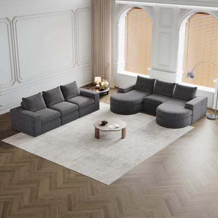 UNICORN 2 Curved Elements Chaise Design Sofa Beige Gray Black 322.5×271×81.2 cm