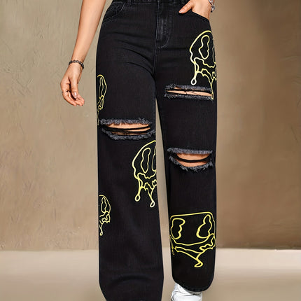 UNICORN Women Loose Straight-Leg Jeans Black s m l xl xxl