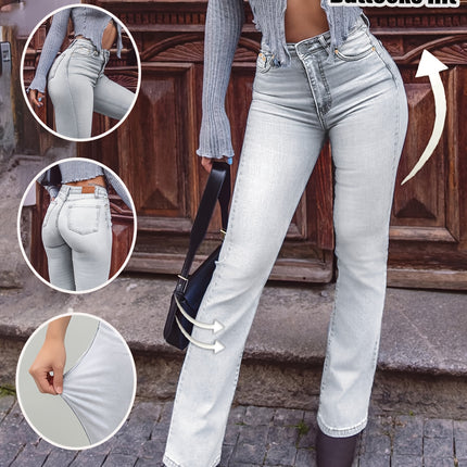 UNICORN Women Stretchy Slim Fit Straight Denim Jeans grey s m l xl
