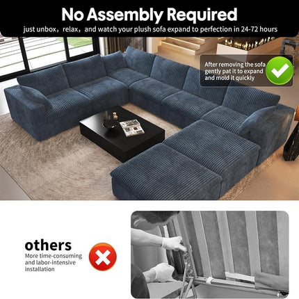 UNICORN Oversized Modern Sofa with 2 Ottomans and 2 Middle Seats