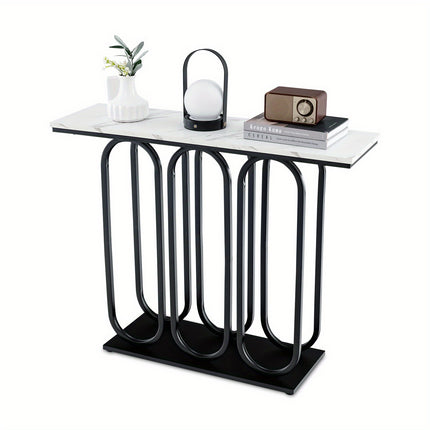 UNICORN 100cm Console Table, with Adjustable Foot Pads White & Black