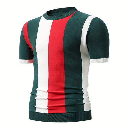 UNICORN Men Stylish Color Block Striped Knit Jersey Dark green s m l xl xxl